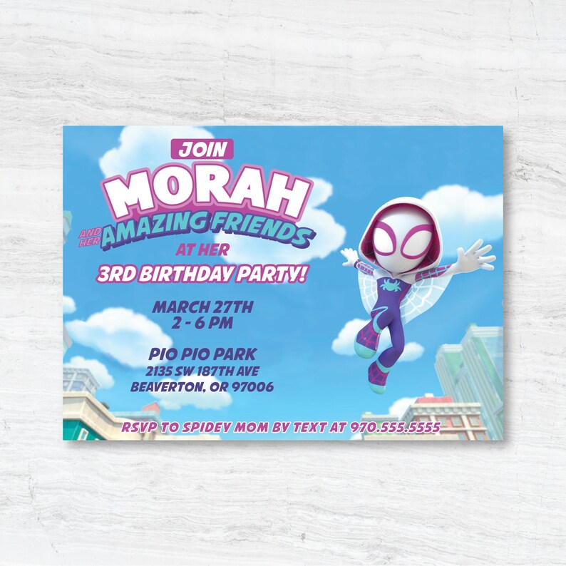 Gwen Stacy Spidey and Her Amazing Friends : Kid Birthday Printable Digital Design image 1