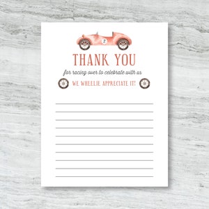 Printable Write-In Aquarelle Vintage Car Note de remerciement pour les enfants