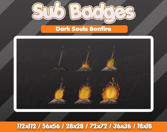 Pixel Dark Souls Bonfire Twitch Badges: Stream Sub Badges