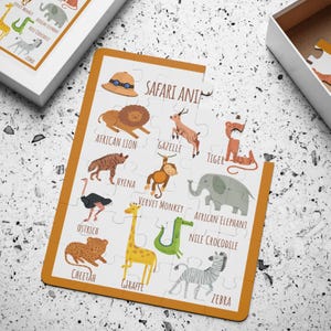 Casse-tête Animaux de safari, Casse-tête éducatif pour enfants, Puzzle de 30 pièces, Jouet d'apprentissage, Safari aventure, Apprentissage précoce, Reconnaissance des animaux