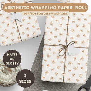 Bee Wrapping Paper, Bee Lover Gift, Honey Bee Gift Wrap, Nature Inspired Wrapping Paper, Aesthetic Wrapping Paper, Botanical Gift Wrap