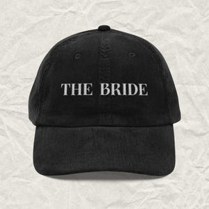 The Bride Hat, Embroidered Corduroy Bride Cap, Matching Wedding Hat, Bridal Shower Gift, Bride Outfit Hat, Bachelorette Hat