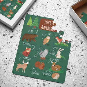 Casse-tête animaux de la forêt, puzzle éducatif pour enfants, puzzle de 30 pièces, jouet d'apprentissage, puzzle d'animaux de la forêt, apprentissage précoce