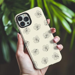 Minimalist Hibiscus Phone Case, Summer Phone Case, Aesthetic Floral iPhone Cover, Tropical Flower Samsung Case, Elegant Phone Case