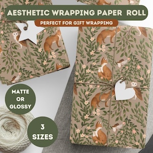 Waldtier-Geschenkpapier, von der Natur inspirierte Geschenkpapier, Wald-Geschenkpapier, süße Tierverpackung, Fuchs-Geschenkpapier
