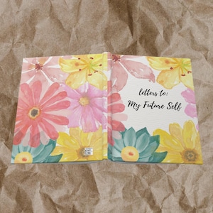 Diario "Cartas a mi futuro yo", diario floral de tapa dura, regalo de autorreflexión, diario de crecimiento personal, regalo de salud mental