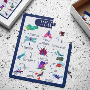 Casse-tête insectes, puzzle éducatif pour enfants, puzzle de 30 pièces, jouet d'apprentissage, puzzle insectes, apprentissage précoce, cadeau pour enfants