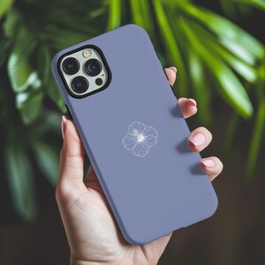 Minimalist Hibiscus Phone Case, Summer Phone Case, Aesthetic Floral iPhone Cover, Tropical Flower Samsung Case, Elegant Sky Blue Phone Case