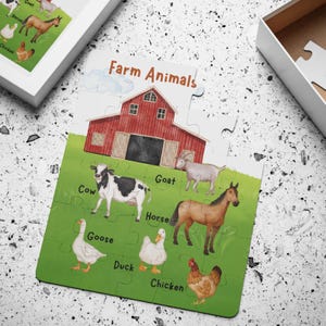 Casse-tête animaux de la ferme, Casse-tête éducatif pour enfants, Puzzle de 30 pièces, Jouet d'apprentissage, Casse-tête de la ferme, Apprentissage précoce, Reconnaissance des animaux