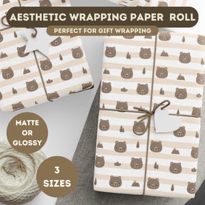 Kids Gift Wrap, Cute Bear Wrapping Paper, Adorable Animal Gift Wrap, Kids Party Wrapping Paper, Bear Gift Wrap, Fun Gift Packaging
