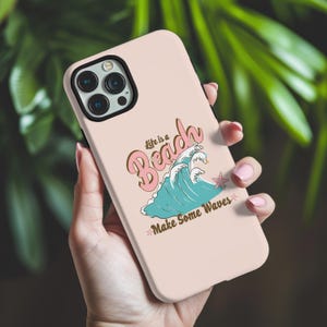 Beach Aesthetic Phone Case, Summer Wave iPhone Cover, Coastal Vibes Samsung Case, Retro Beach Art Phone Case
