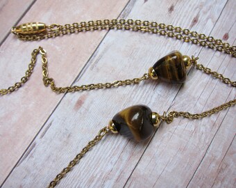 Vintage Goldtone Tiger's Eye Nugget Chain Necklace