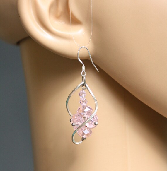 Vintage Sterling Pink Crystal Chandelier Earrings. - image 3