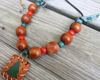 Vintage Christmas Necklace on Cord