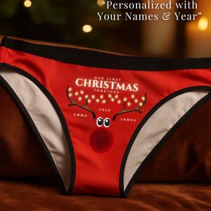 Personalized Couple&#39;s Underwear: Funny Reindeer, First Christmas Gift