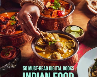 50 libros electrónicos de cocina india / Paquete de libros de cocina digitales / Recetas de curry, cocina casera natural / Comida asiática, cocina ayurvédica, PDF saludable