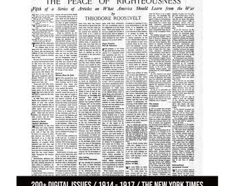 The NEW YORK TIMES, 1914-1917 / Periódico antiguo, más de 200 ejemplares digitales / Vida urbana retro, noticias de la década de 1910 / Descargar revista Old History, NY
