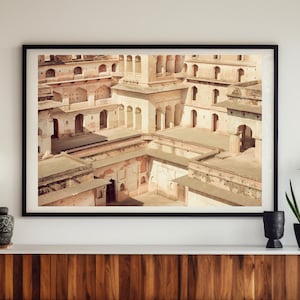 Fotografía de un palacio abandonado / Laberinto de arcos e historias perdidas / Arquitectura clásica de la India / Fotografía imprimible / Monumento indio