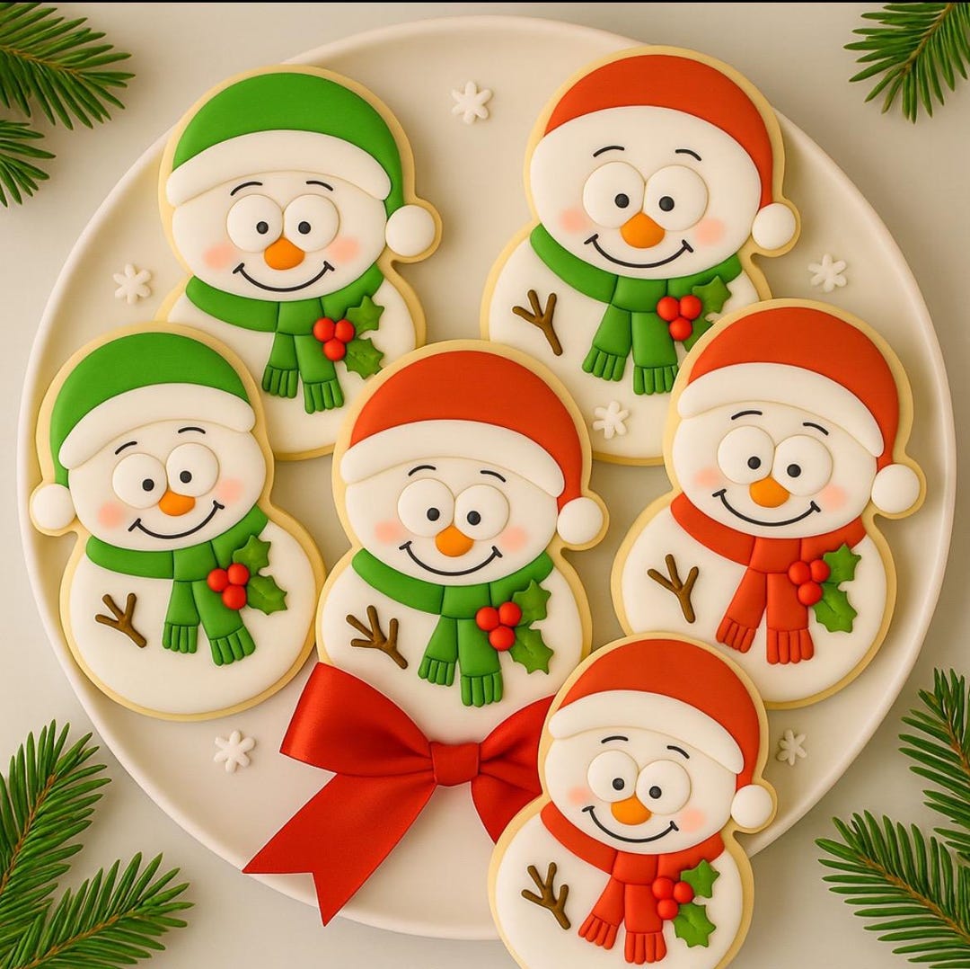 Christmas Snowmen Sugar Cookies 6 Pc– Hand Decorated Christmas Cookies ...