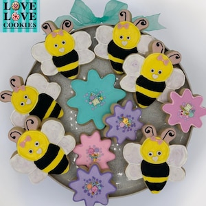 Bee Sugar Cookies: 9-Pack Party Favors for Baby Shower & Spring
