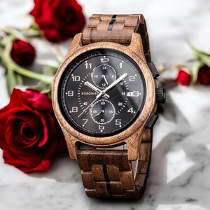 Wooden Quartz Chronograph Watch | Natural & Functional Design