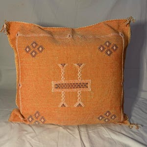 Orange cactus silk pillow | Neutral Boho Pillow Set |Embroidered boho pillow | Moroccan Sabra Pillow Cover
