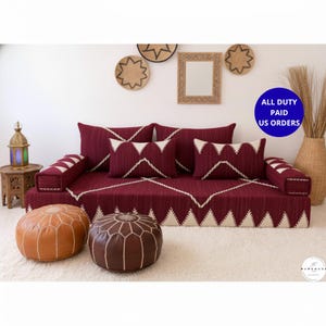 Premium Handwoven Moroccan Floor Couch - Cotton Moroccan Floor Couch Cover Set - Natural Diamond Collection Moroccan Floor sofa (Unstuffed )