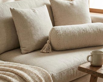 Funda de almohada extralarga de algodón marroquí, moderna y minimalista, para cabecero, lumbar extragrande para cama tamaño queen/king.