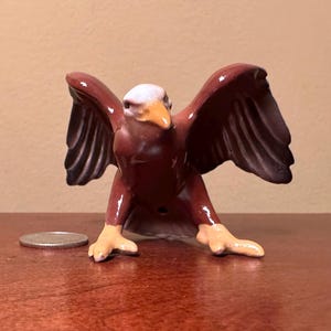 RETIRED Re-issue of Hagen-Renaker Mini #835 EAGLE (Style One) - Vintage H-R &quot;Miniatures Line&quot; Ceramic Bird of Prey Figurine / Statue