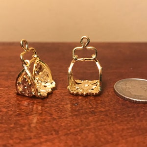 1:12 Classic / Dollhouse Model Horse Scale FILIGREE ARABIAN STIRRUPS - Gold Plated Brass
