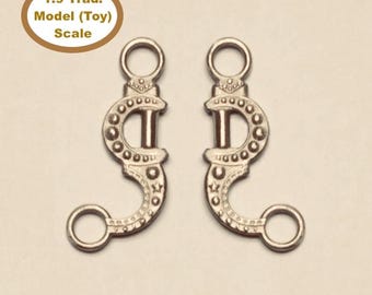 HORSING AROUND BRAND Traditional 1:9 Model (Toy) Horse Scale Western Moon Bit ~ Pewter (Silver-toned Cast Metal)