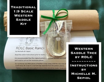 Traditional 1:9 Scale WESTERN SADDLE KIT - Leathers/Lace/Saddle Tree/Patterns/Tutorial (to make one Traditional Model Horse Western Saddle)!