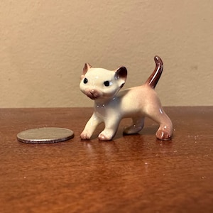 PENSIONIERTE Hagen-Renaker Mini #3044 New Kitten Walk SIAMESE - Vintage H-R &quot;Miniatures Line&quot; Keramik Katzen Figur / Statue