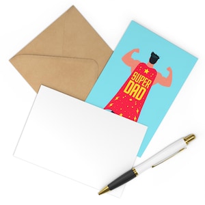 Conjunto de cartões postais do Super Pai, pacote com 7, cartões divertidos para o Dia dos Pais, presente para pais, tema de super-herói, parabéns pelo aniversário do pai