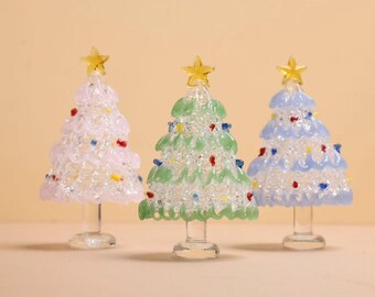Statuine di Natale in vetro fatte a mano, decorazioni natalizie in vetro fuso con stella, centrotavola natalizio, regalo di Natale unico da collezione