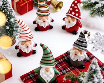 Statuette di gnomi natalizi in vetro fatte a mano, decorazioni per la casa per le feste, mini gnomi di Babbo Natale, decorazioni per la tavola delle feste, idee regalo di Natale