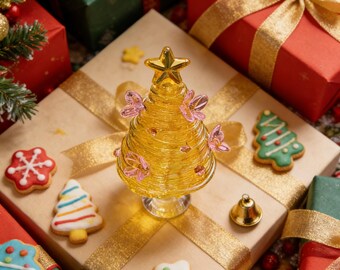 Statuina in vetro fatta a mano per albero di Natale, decorazione per la casa, ornamento da tavola festivo, ciondolo da appendere all'auto, idea regalo di Natale