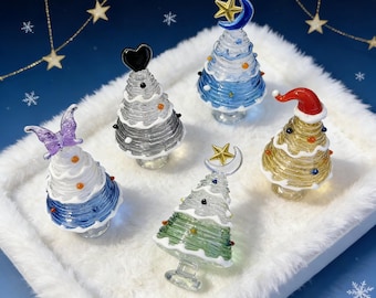 Statuine di Natale in vetro fatte a mano, mini decorazioni per la casa da 8,5 cm di altezza, decorazioni per la tavola, regalo di Natale per la famiglia