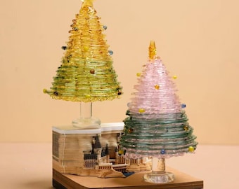 Decorazione per albero di Natale in vetro fatto a mano, decorazione natalizia in vetro fuso a spirale, centrotavola natalizio, regalo di Natale unico, arredamento per la casa
