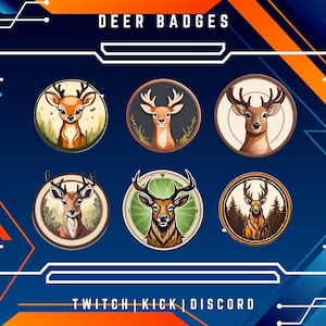 Deer Badges For Twitch/YouTube/Kick/Discord | Bit Badges | Twitch Sub Badges | Animal Badges | Discord Roles | Stream Badges.