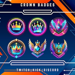 Crown Badges For Twitch, YouTube, Kick And Discord | Bit Badges | Sub Badges | Streaming & Discord Roles.