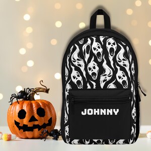 Sac à dos Ghostface | Sac à dos personnalisé pour enfant | Sac à langer effrayant | Sac à patch d'Halloween | Sac prénom Halloween | Sac Ghostface