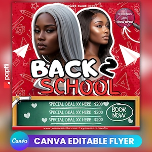 Back To School Flyer, Back 2 School Flyer, Back to school hair flyer, Back to school sale flyer, Braid Special Flyer, Editable & Instant