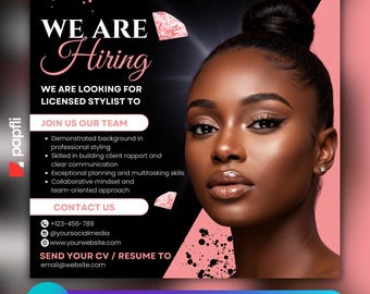 We Are Hiring Flyer, Editable Flyer Template, Hiring Flyer, Join Our Team Flyer, Salon Team Members Wanted Flyer, Premade Apply Now Flyer