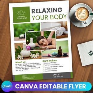 Wellness Flyer, Editable Flyer Template, Body Facial Treatment Flyer, Massage Flyer, Spa Services Flyer, Premade Esthetician Beauty Flyer