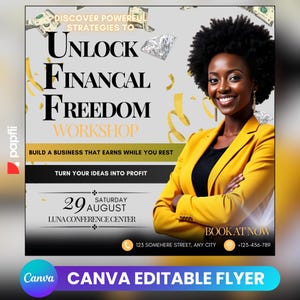 Wealth Masterclass Flyer Template, Editable Flyer, Wealth Building Flyer, Hair Lash Beauty Class Flyer, Premade Business Flyer