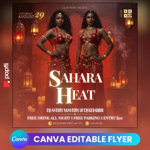Arabian Nights Party Flyer, Social Media Arabian Party Announcement Editable Arabian Night Invitation, DIY Canva Template For Social Media