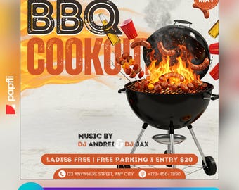 Backyard BBQ Cookout Flyer: Editable Canva Template