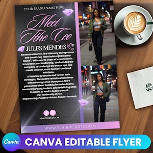 Meet The CEO Flyer Template, Editable Flyer, Boss Babe Event Flyer, Women in Business CEO Branding Flyer, Premade Business Owner Spotlight