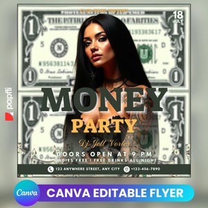 Editable Club Flyer Template For Canva, DIY Event Flyer, Party Flyer, Digital Birthday Flyer, DJ Party Invite for Social Media & Instagram